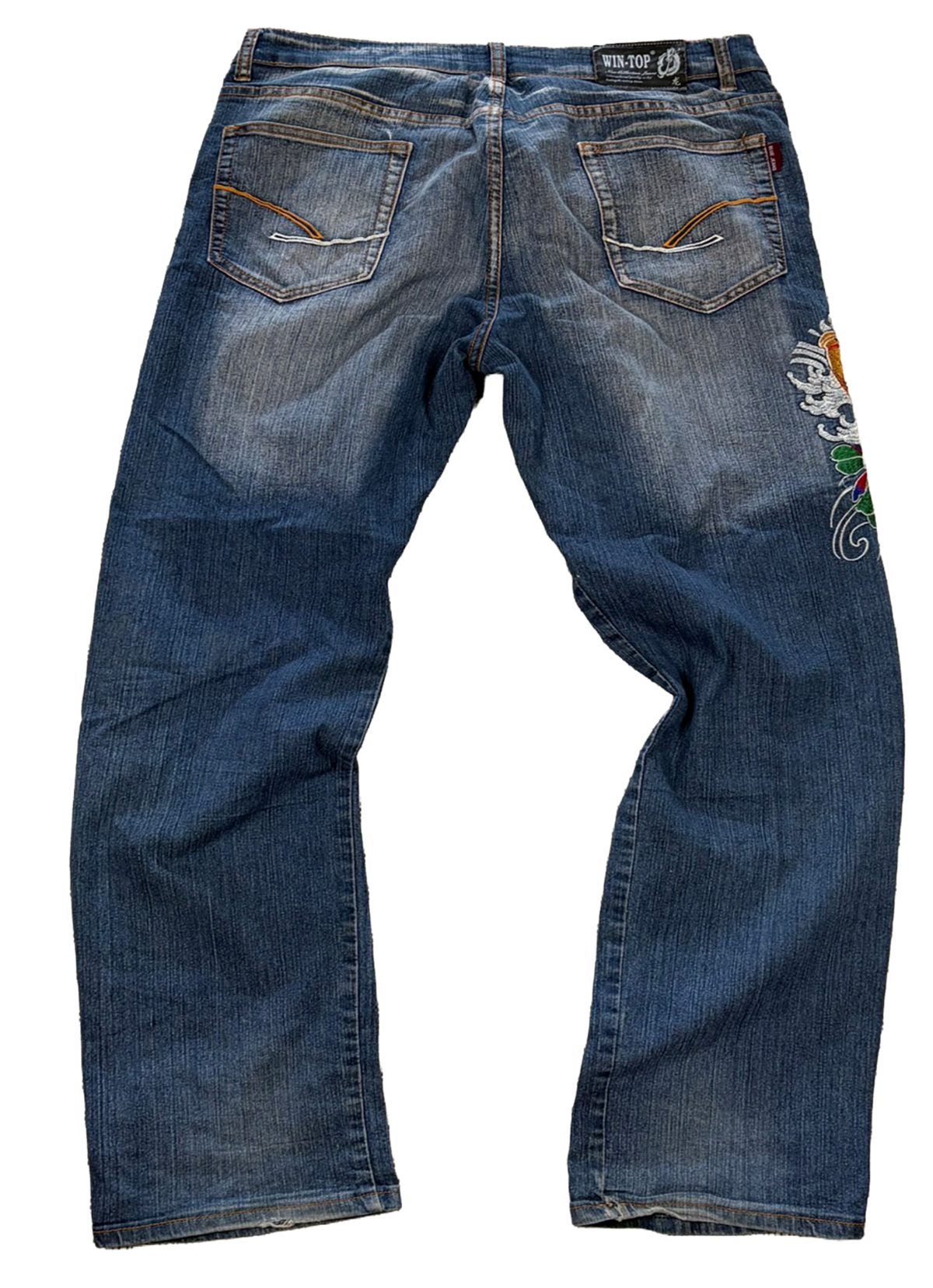 Win-Top Dragon Koi Embroidered Jeans Blue | 3L
