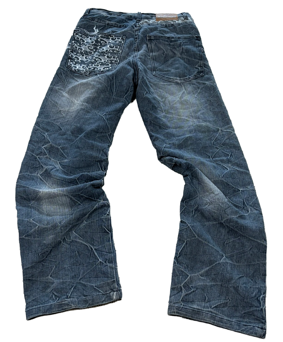 Vintage Happy Hope Dragon Embroidered Jeans Washed Black | M