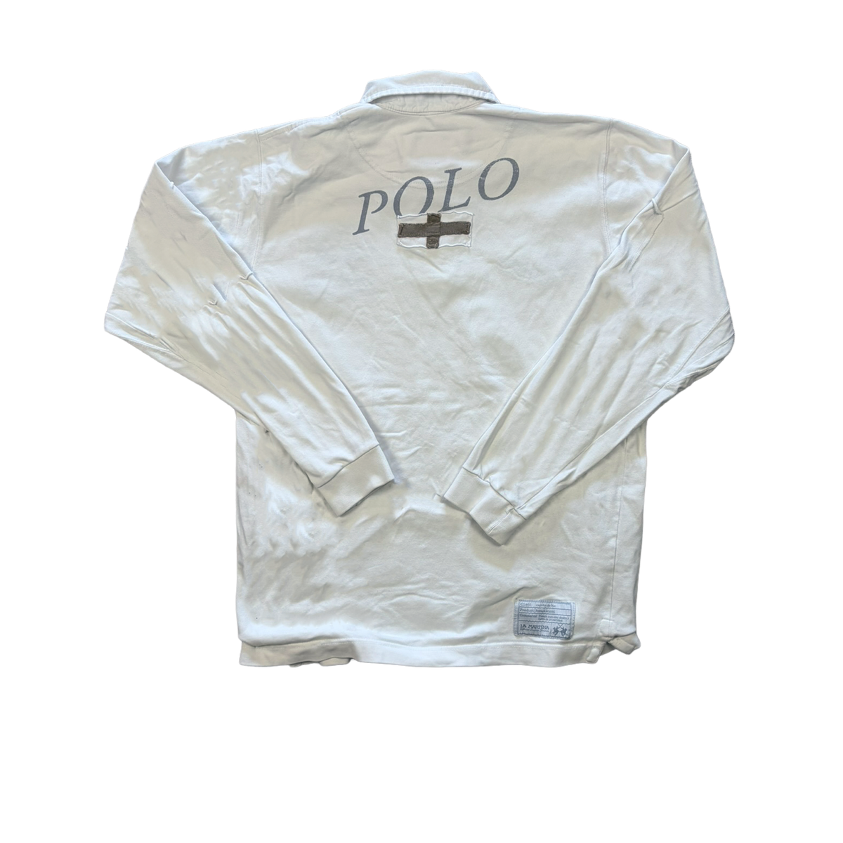 La Martina Polo Society Longsleeve Polo Shirt Weiß – Special Events – Größe S