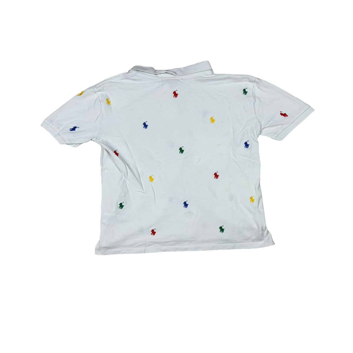 Polo Ralph Lauren All Over Pony Polo Shirt Weiß Multicolor – Größe M (10–12)