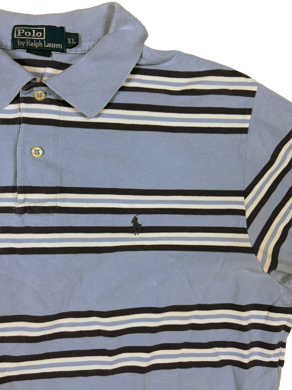 Polo by Ralph Lauren Vintage Striped Polo – Light Blue/Navy – XL