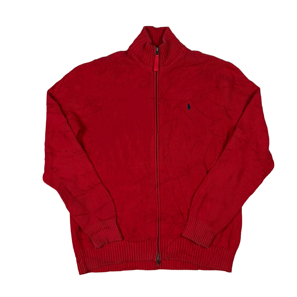 Vintage Polo by Ralph Lauren Full Zip Knit Sweater – Red – L