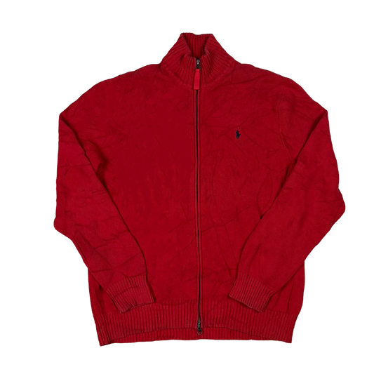 Vintage Polo by Ralph Lauren Full Zip Knit Sweater – Red – L