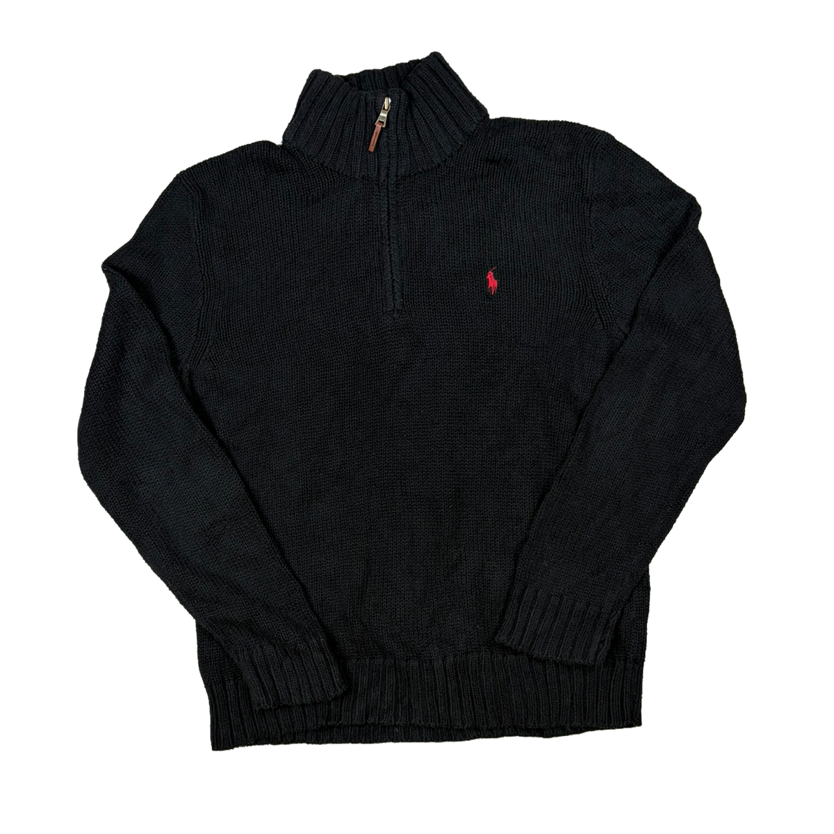 Polo by Ralph Lauren Quarter Zip Knit Sweater – Black/Red – M