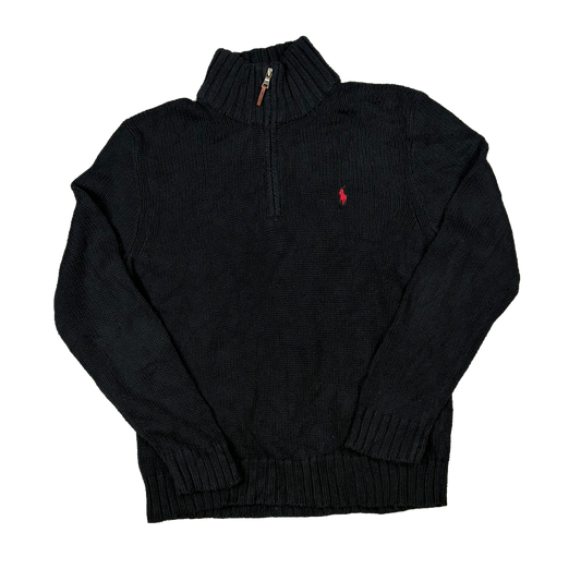 Polo by Ralph Lauren Quarter Zip Knit Sweater – Black/Red – M