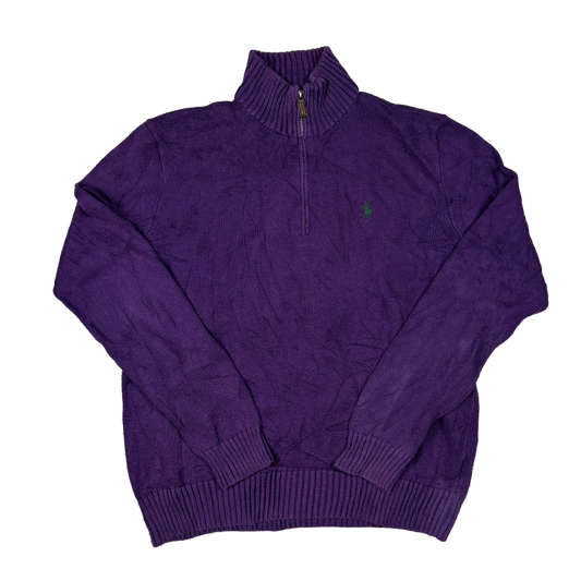 Vintage Polo by Ralph Lauren Full Zip Knit Sweater – Purple/Green – M