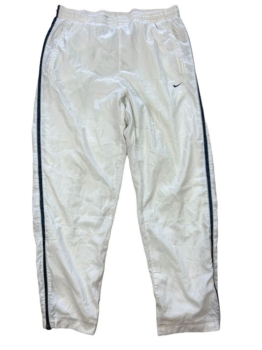 Vintage Nike Side Zip Track Pants White Navy | L