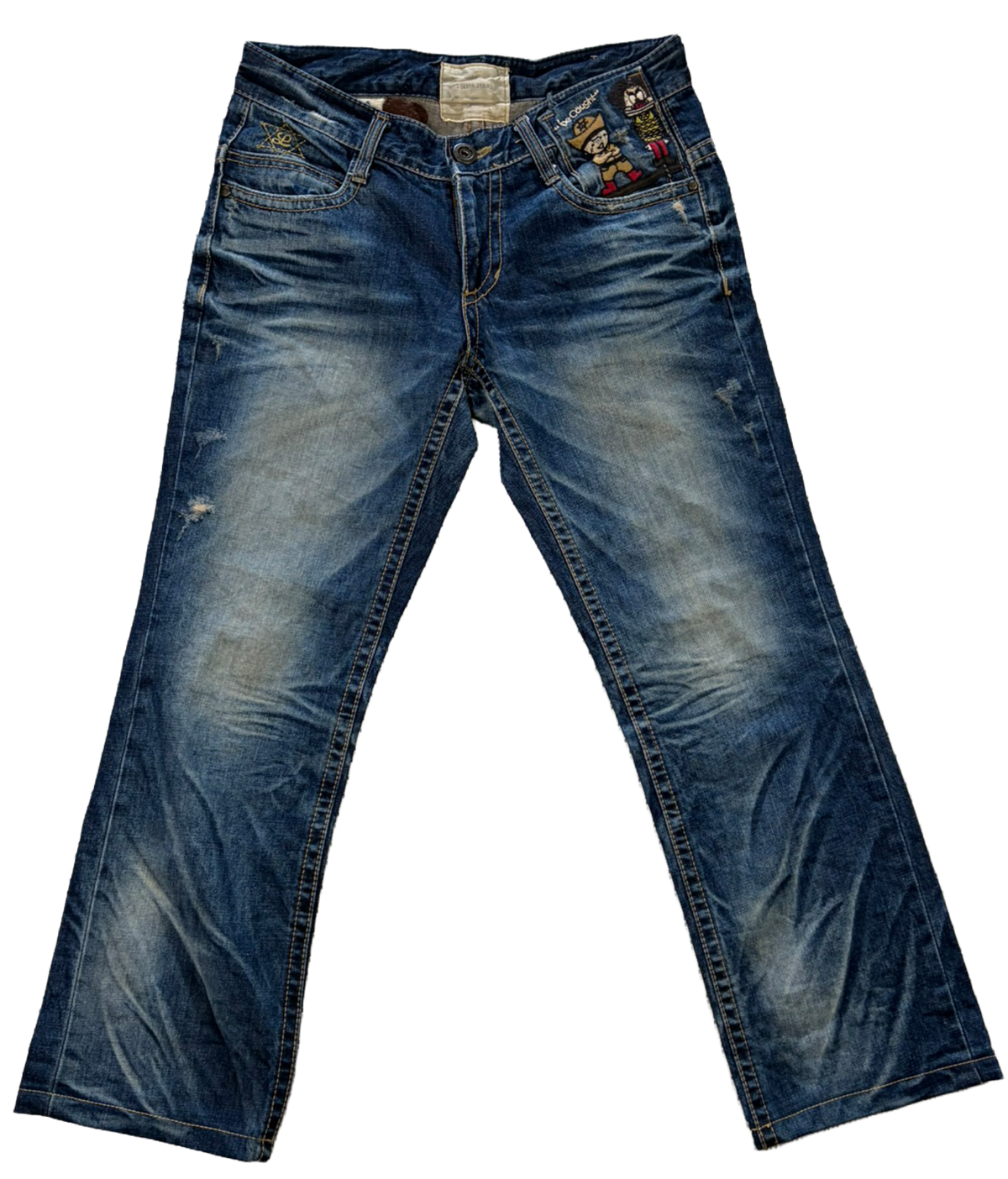 Vintage Danny & Cotta Cartoon Embroidered Jeans Blue | 32