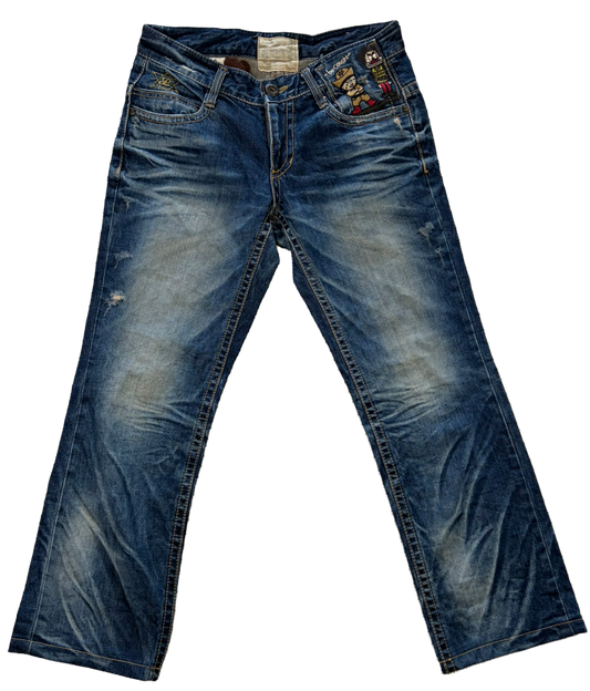 Vintage Danny & Cotta Cartoon Embroidered Jeans Blue | 32