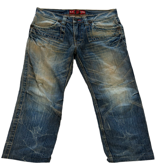 Vintage Onerat Japanese Style Distressed Jeans Blue | 31