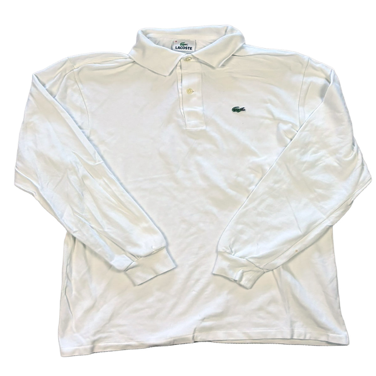 Vintage Lacoste Long Sleeve Polo Shirt White | Size 18