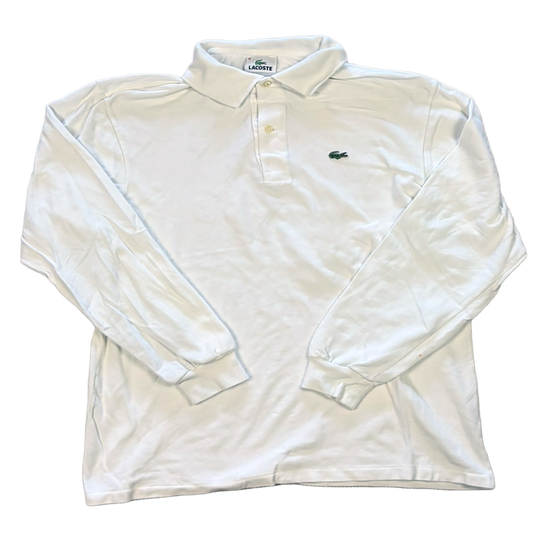 Vintage Lacoste Long Sleeve Polo Shirt White | Size 18