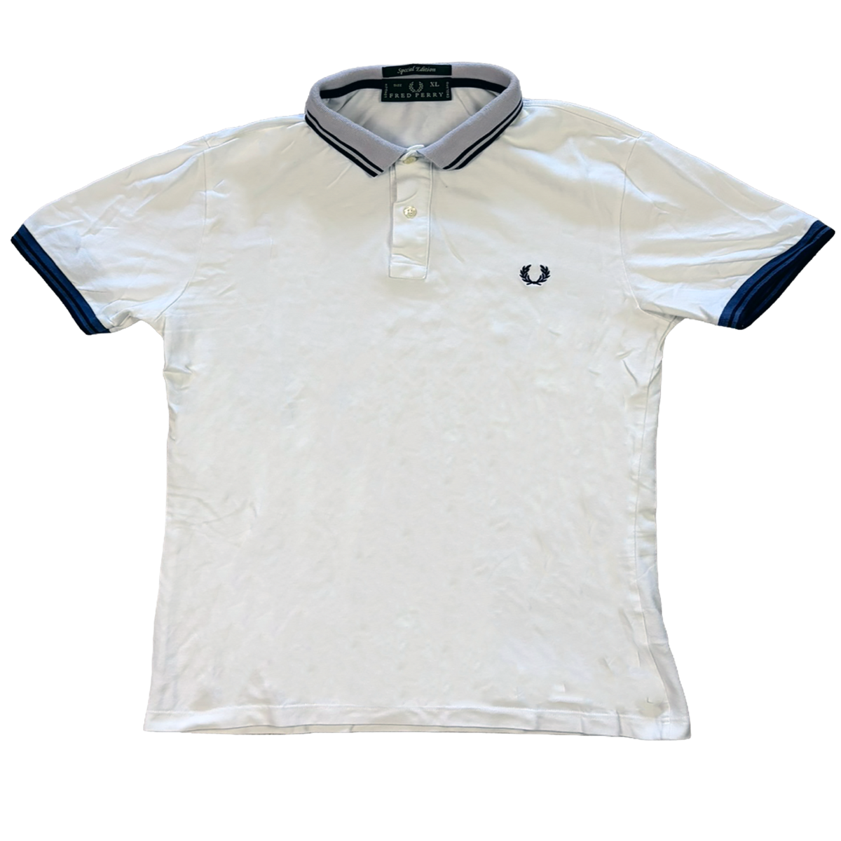 Fred Perry Special Edition Polo Shirt White Navy | Size XL