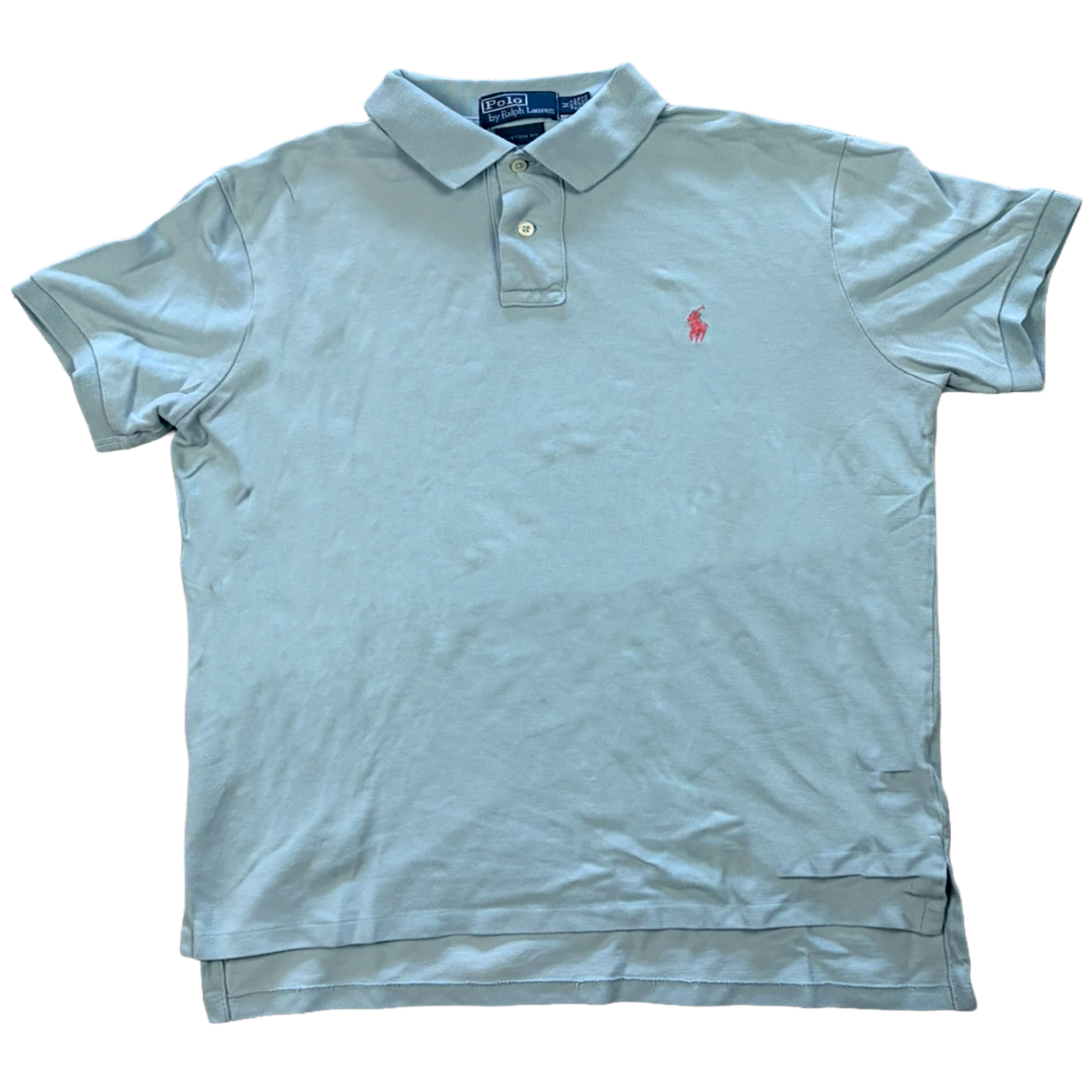 Polo Ralph Lauren Custom Fit Polo Shirt Light Blue Pink Pony | Size M