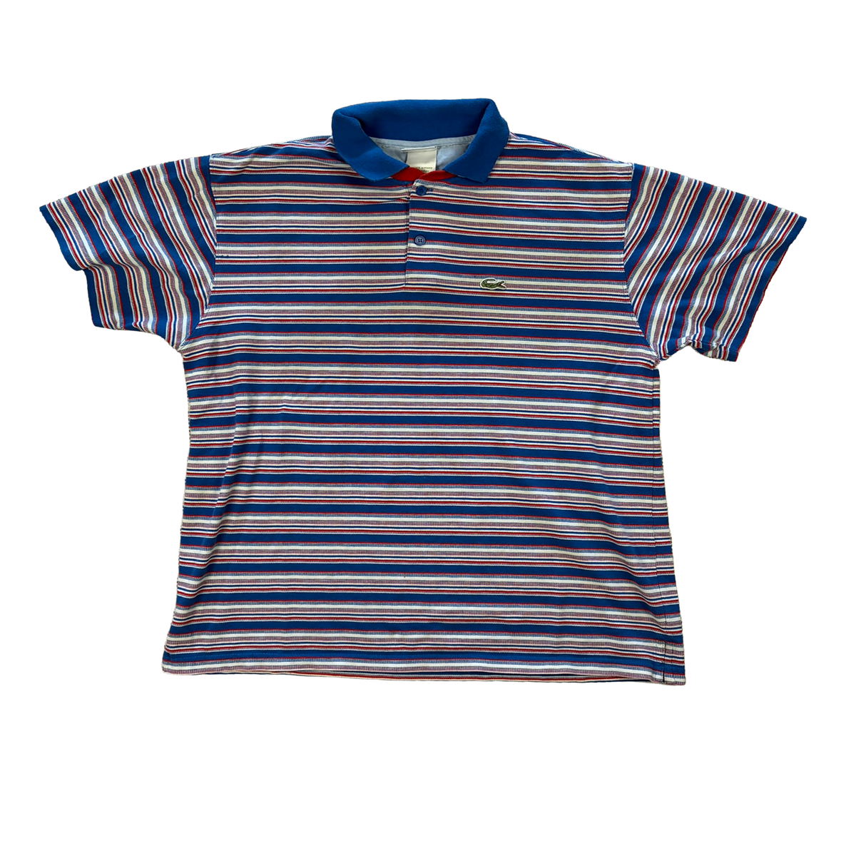 Lacoste Striped Polo Shirt Blue Red White – Size 7 / XXL