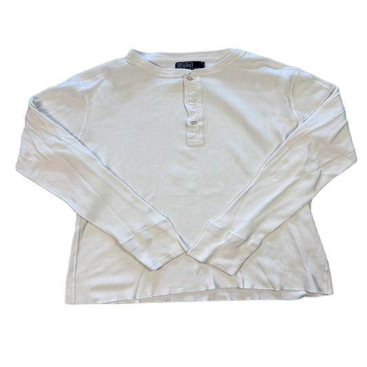 Polo Ralph Lauren Waffle Henley Longsleeve – Weiß – Größe L