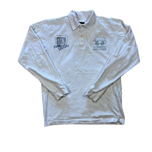 La Martina Polo Society Longsleeve Polo Shirt Weiß – Special Events – Größe S