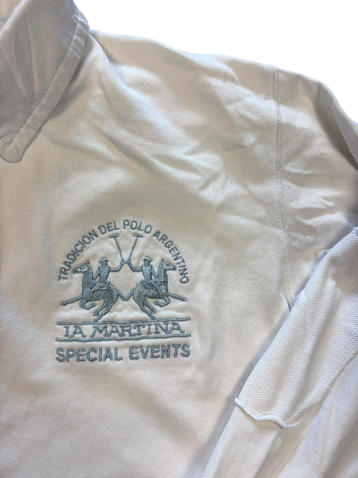 La Martina Polo Society Longsleeve Polo Shirt Weiß – Special Events – Größe S