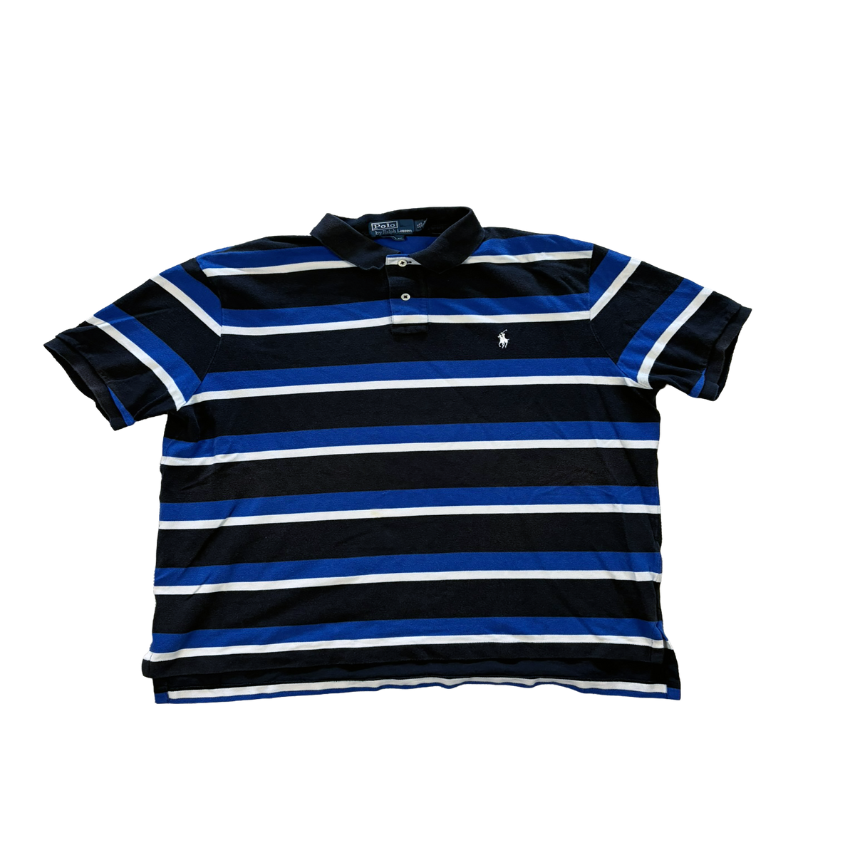 Polo Ralph Lauren Custom Fit Polo Shirt Schwarz Blau Weiß Gestreift – Größe XL