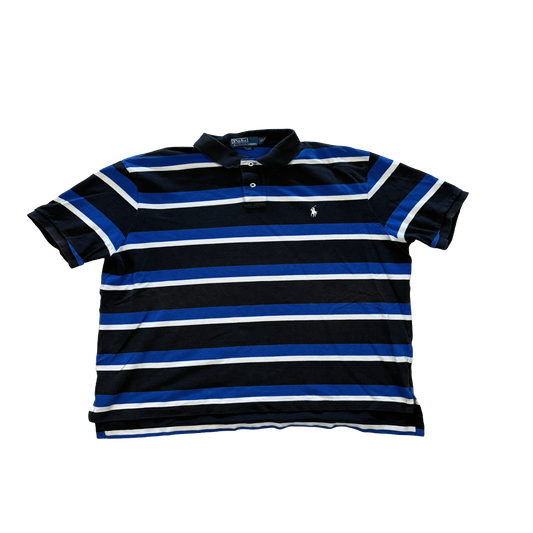 Polo Ralph Lauren Custom Fit Polo Shirt Schwarz Blau Weiß Gestreift – Größe XL