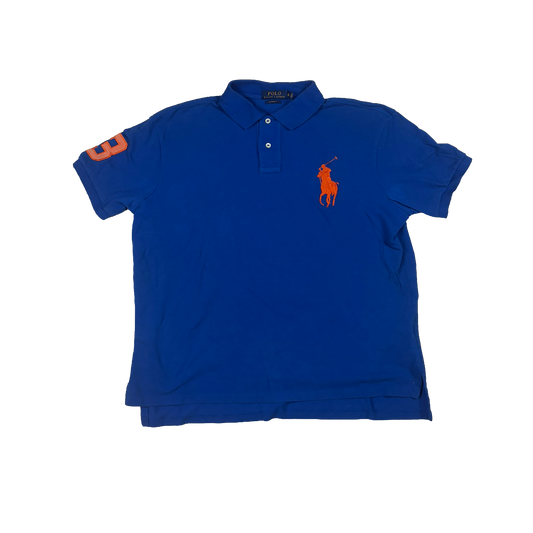 Polo Ralph Lauren Big Pony Polo Shirt Blau/Orange – Custom Fit – Größe XL