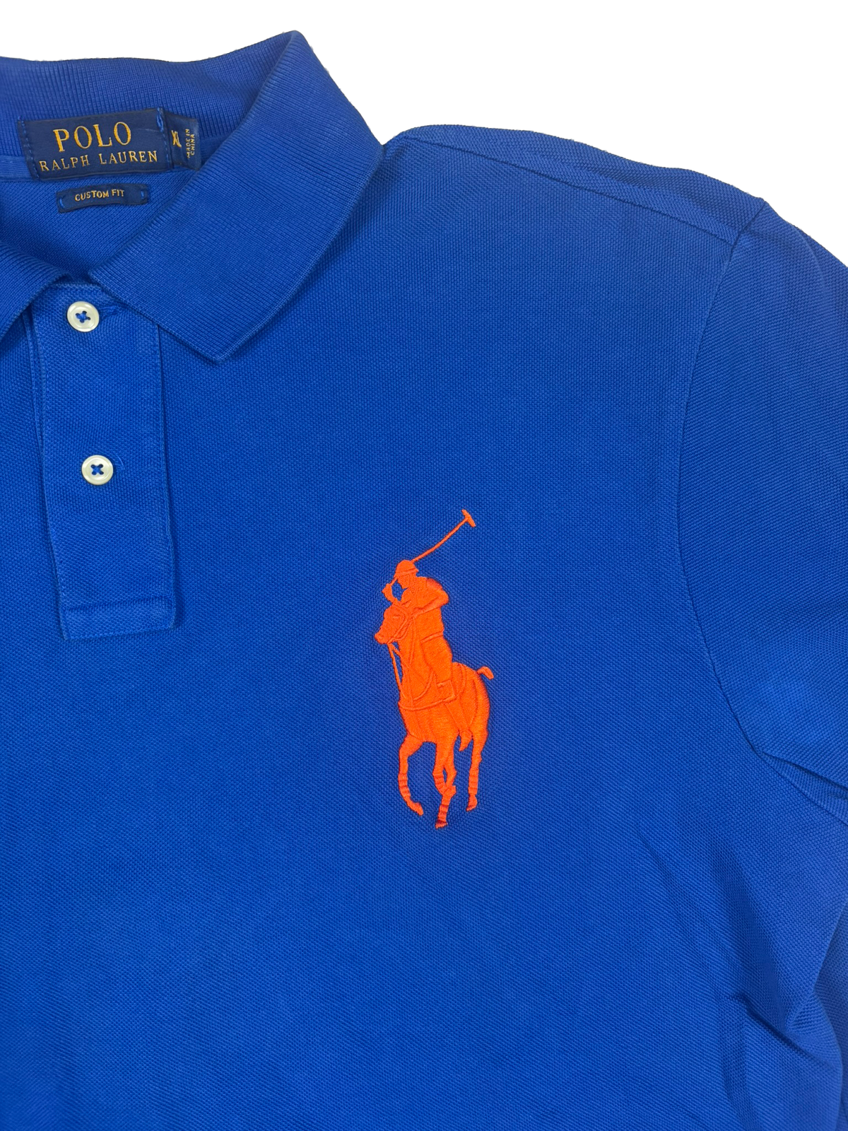 Polo Ralph Lauren Big Pony Polo Shirt Blau/Orange – Custom Fit – Größe XL