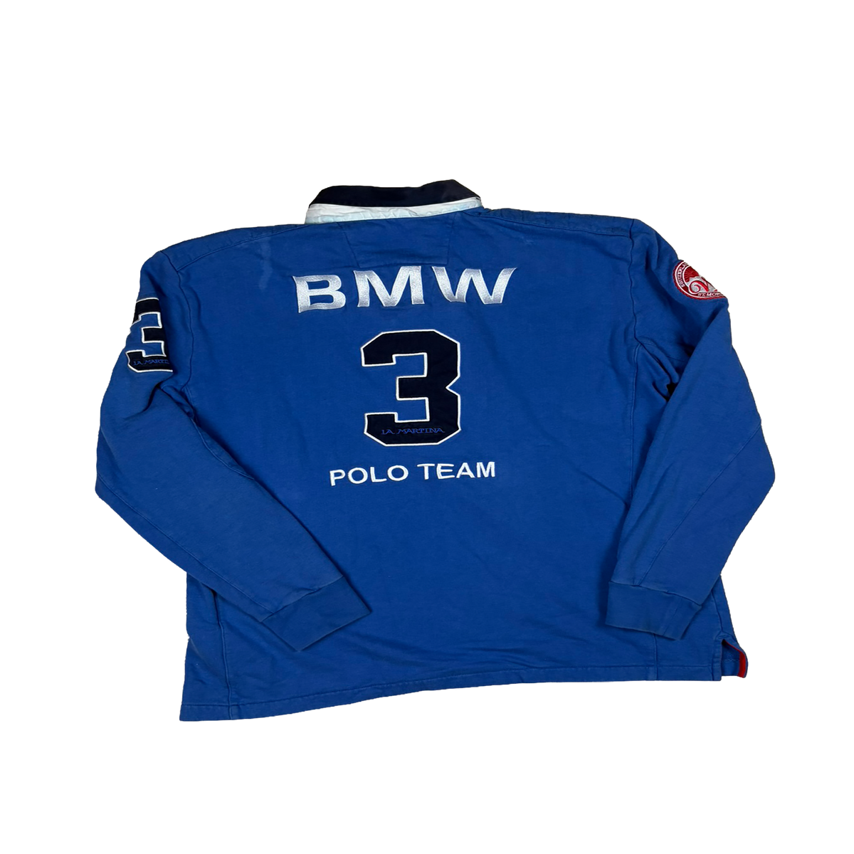 La Martina BMW Polo Team Rugby Shirt Blau – Snow Polo World Cup St. Moritz – Größe 3XL