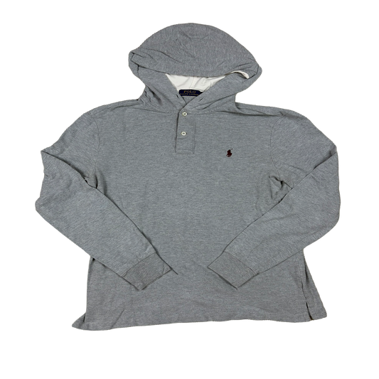 Polo Ralph Lauren Hoodie Langarm Grau – Henley Kapuze – Größe M