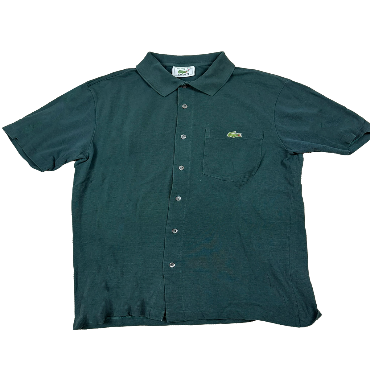 Lacoste Vintage Button-Up Poloshirt Dunkelgrün – Größe 4