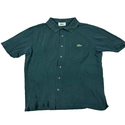 Lacoste Vintage Button-Up Poloshirt Dunkelgrün – Größe 4