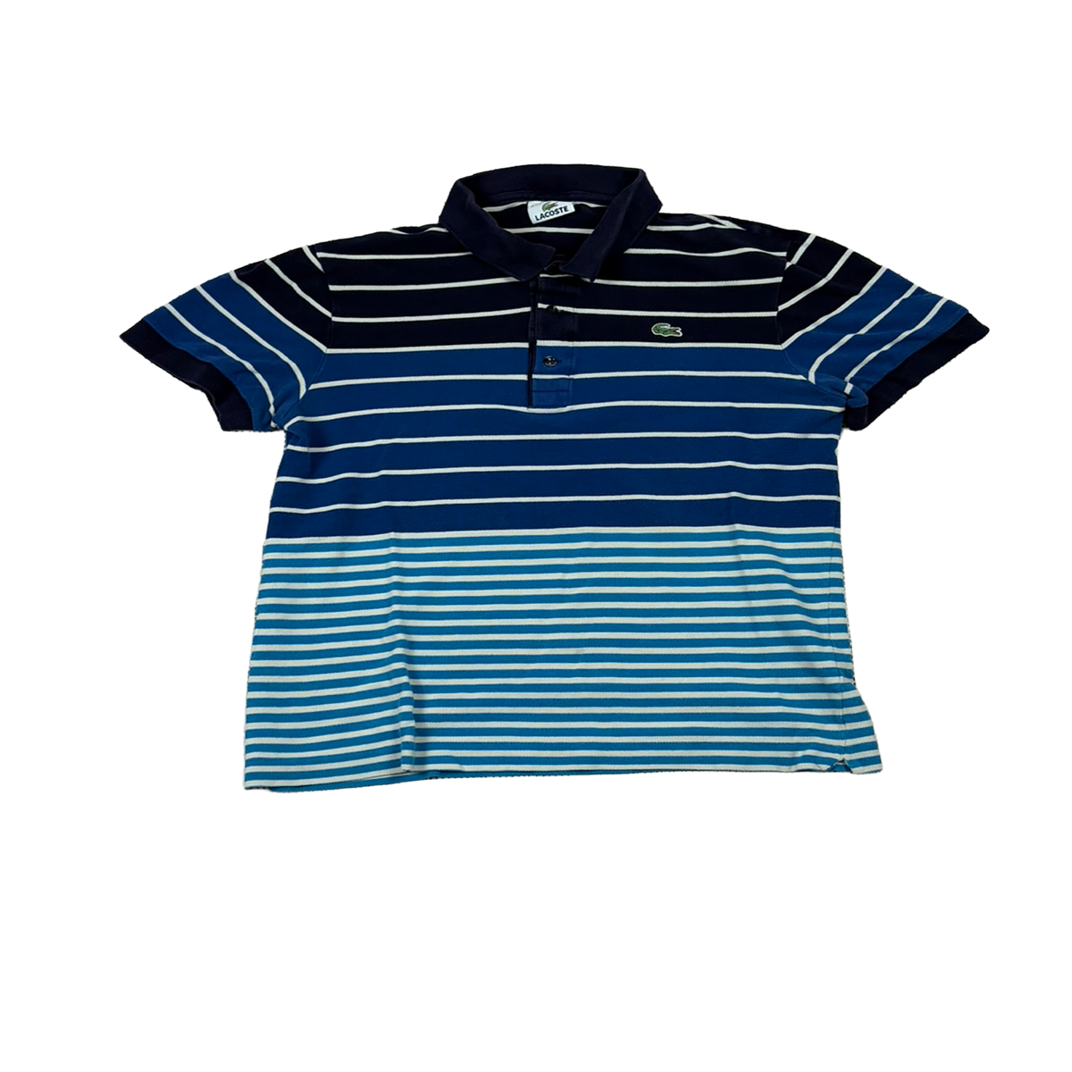 Lacoste Vintage Stripe Poloshirt Blau/Weiß – Größe 3