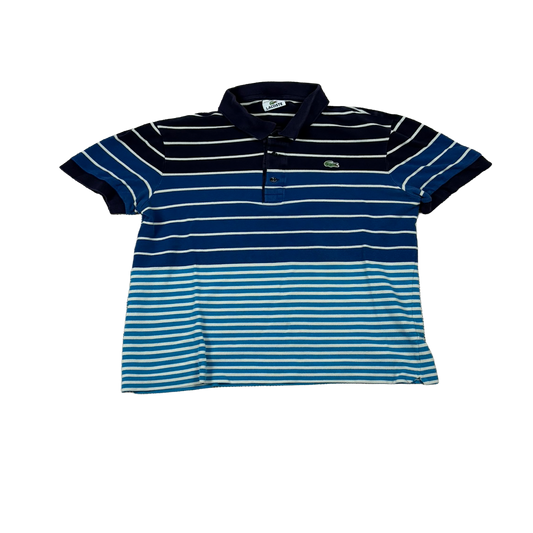 Lacoste Vintage Stripe Poloshirt Blau/Weiß – Größe 3