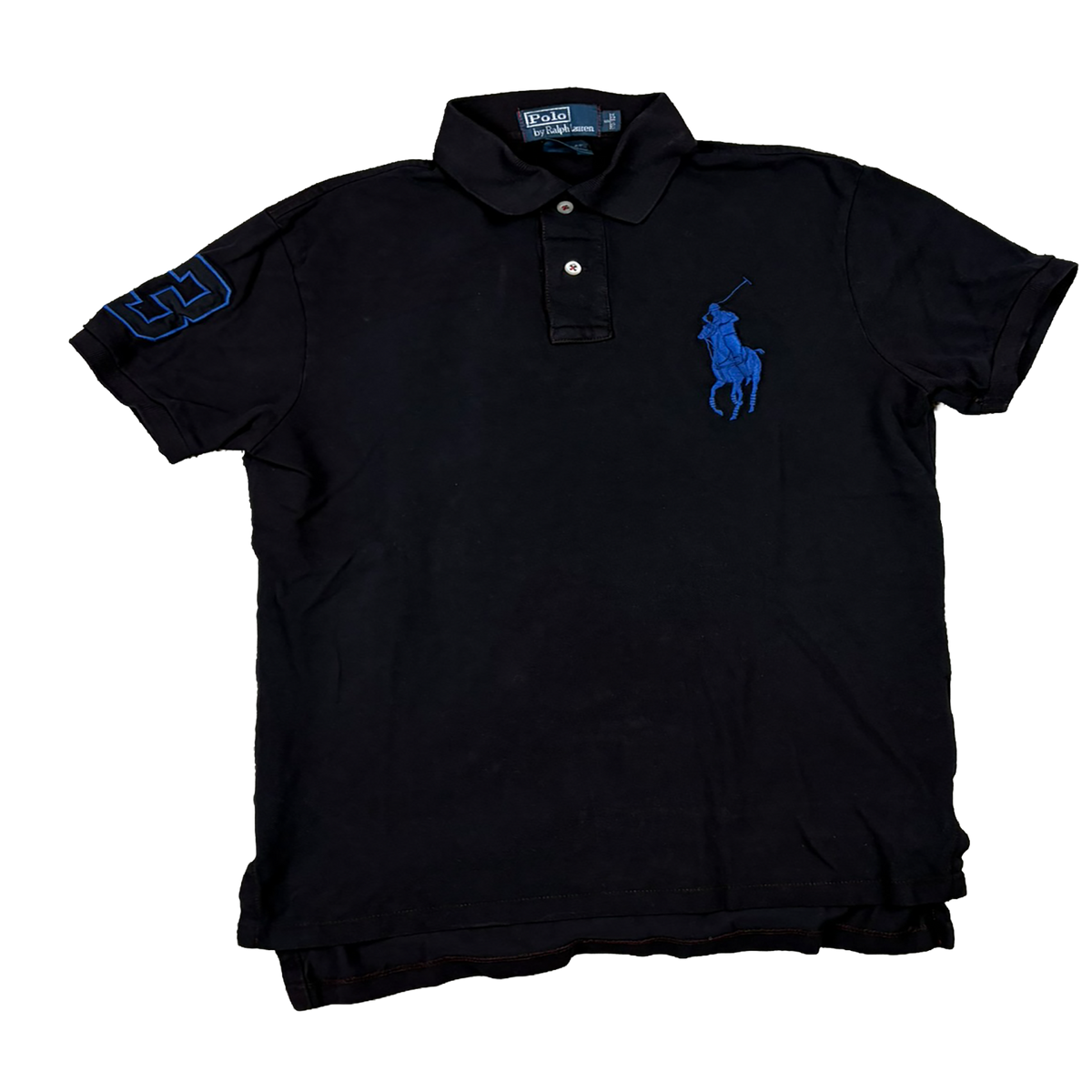 Polo Ralph Lauren Custom Fit Big Pony Poloshirt Schwarz/Blau – Größe S – Vintage