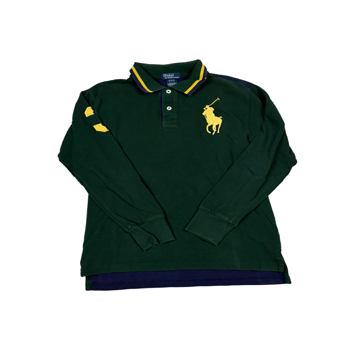 Polo Ralph Lauren Big Pony Rugby Shirt Grün/Navy – Größe M – Vintage