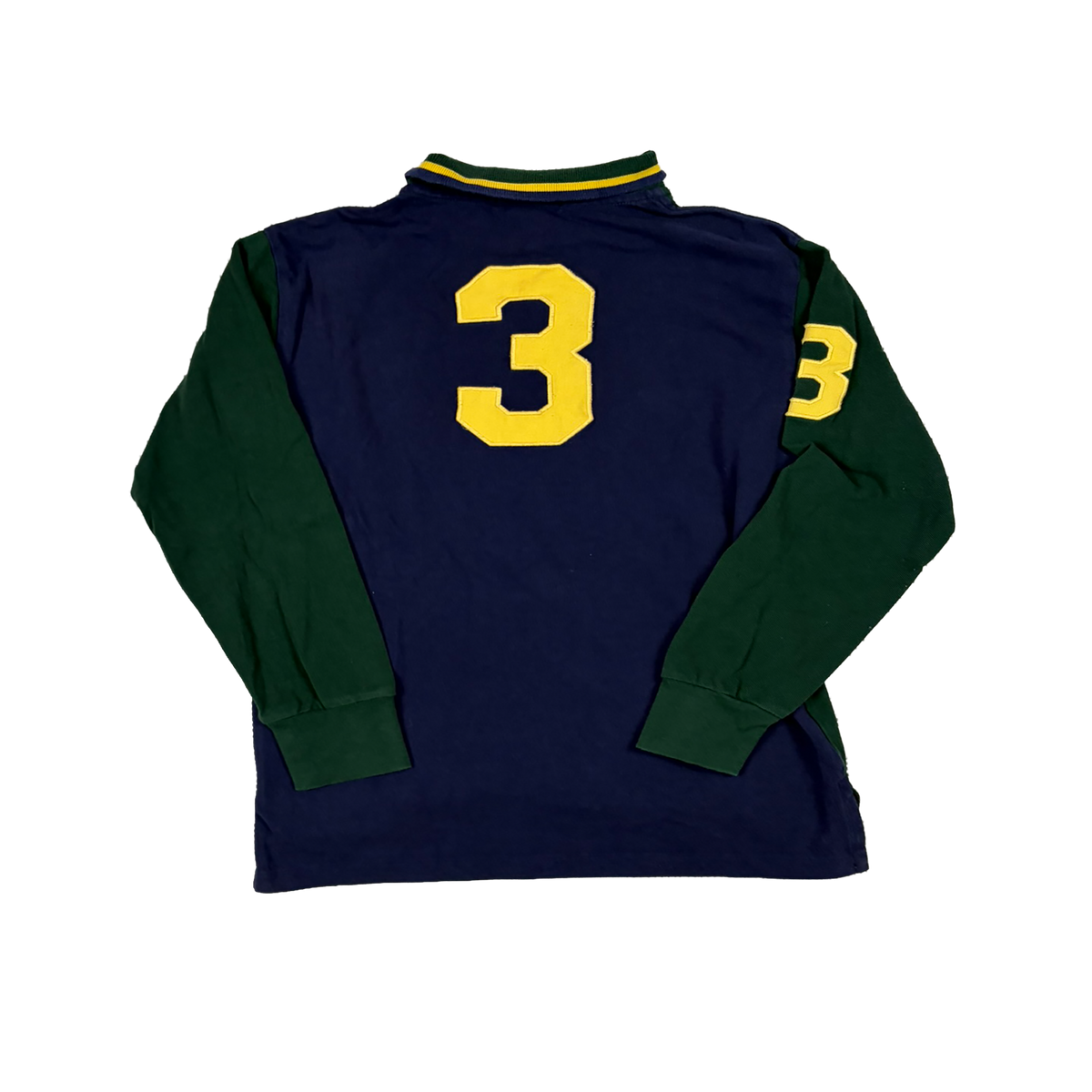 Polo Ralph Lauren Big Pony Rugby Shirt Grün/Navy – Größe M – Vintage