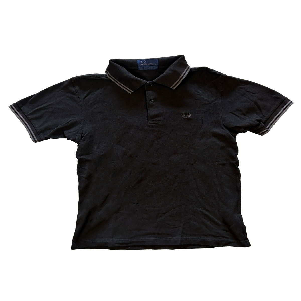 Fred Perry Poloshirt Schwarz Grau Twin Tipped – Größe XS
