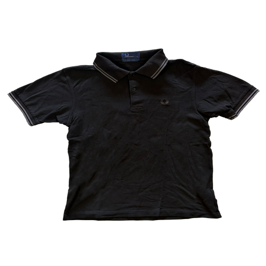 Fred Perry Poloshirt Schwarz Grau Twin Tipped – Größe XS