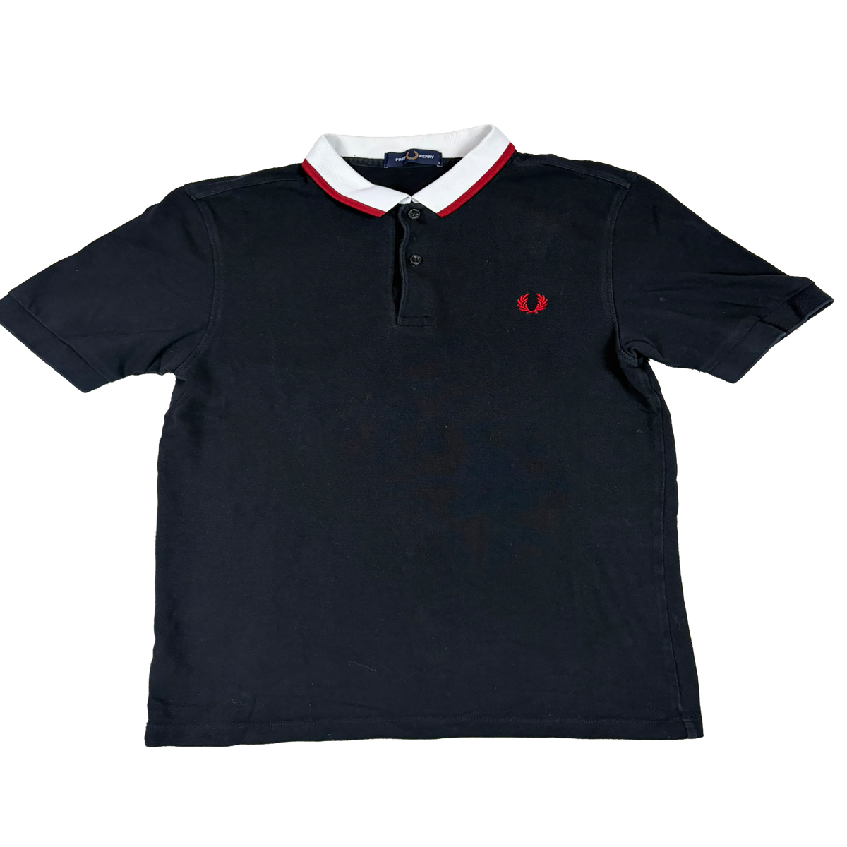Fred Perry Poloshirt Schwarz Weiß Rot – Größe M – Laurel Wreath Polo
