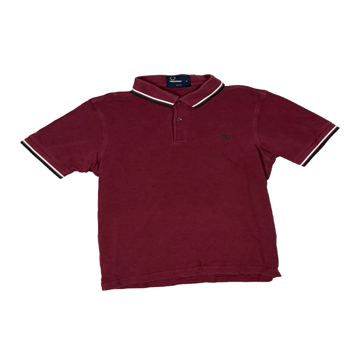 Fred Perry Slim Fit Poloshirt Burgundy – Größe M – Double Tipped – Laurel Wreath