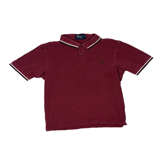 Fred Perry Slim Fit Poloshirt Burgundy – Größe M – Double Tipped – Laurel Wreath