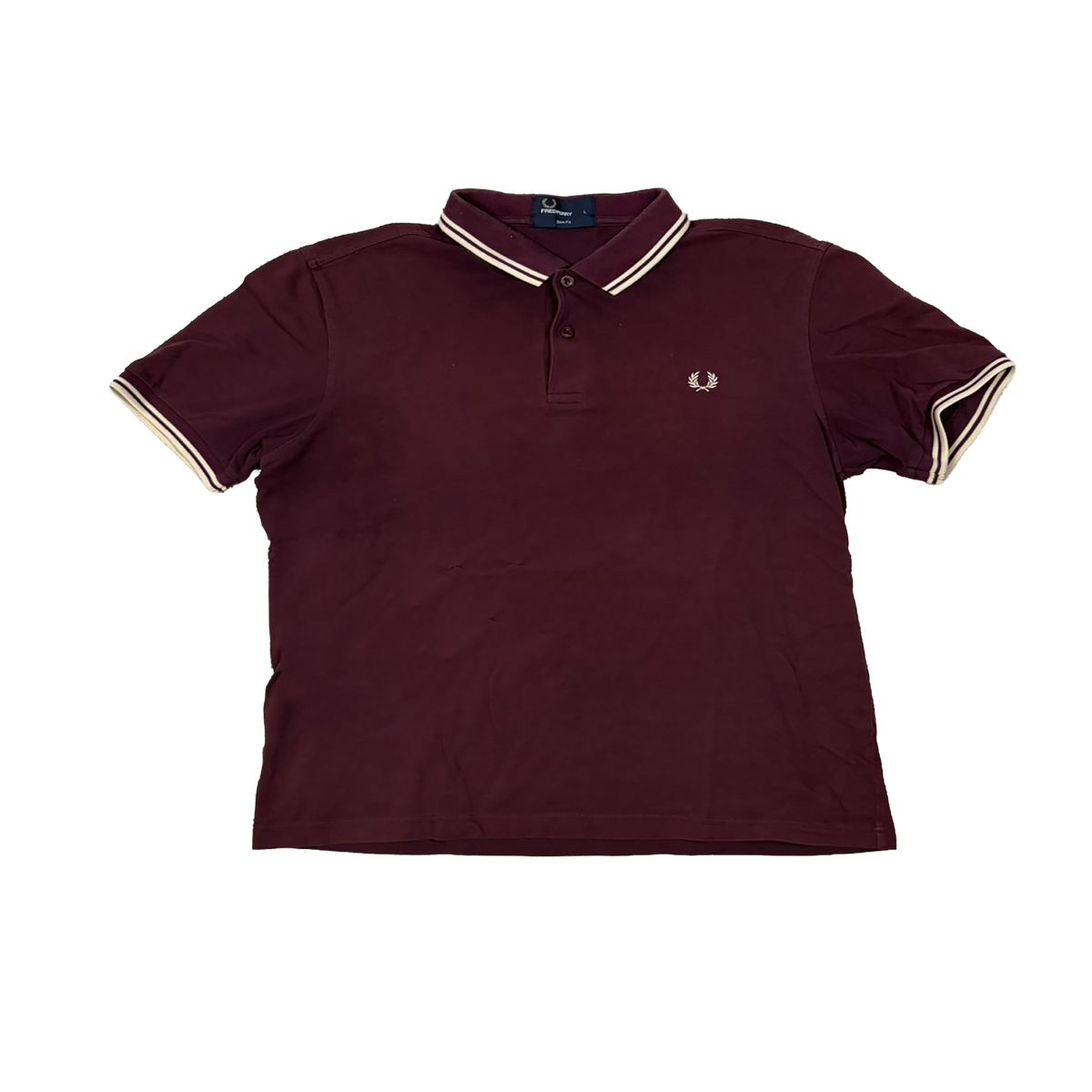 Fred Perry Slim Fit Poloshirt Bordeaux – Größe L – Double Tipped – Laurel Wreath
