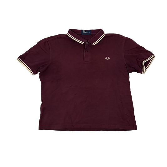 Fred Perry Slim Fit Poloshirt Bordeaux – Größe L – Double Tipped – Laurel Wreath