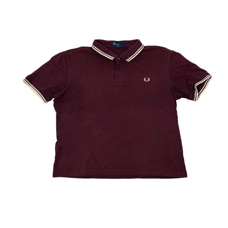 Fred Perry Slim Fit Poloshirt Bordeaux – Größe L – Double Tipped – Laurel Wreath