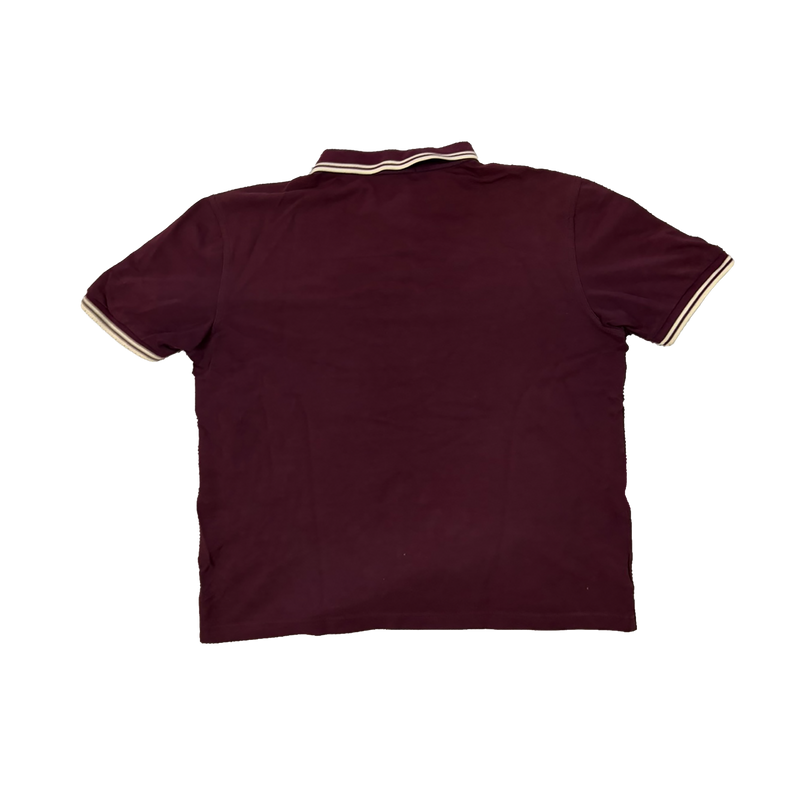 Fred Perry Slim Fit Poloshirt Bordeaux – Größe L – Double Tipped – Laurel Wreath