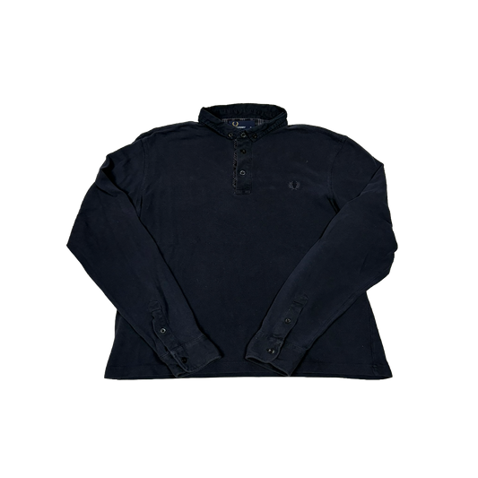 Fred Perry Langarm Poloshirt Dunkelblau – Slim Fit – Größe M