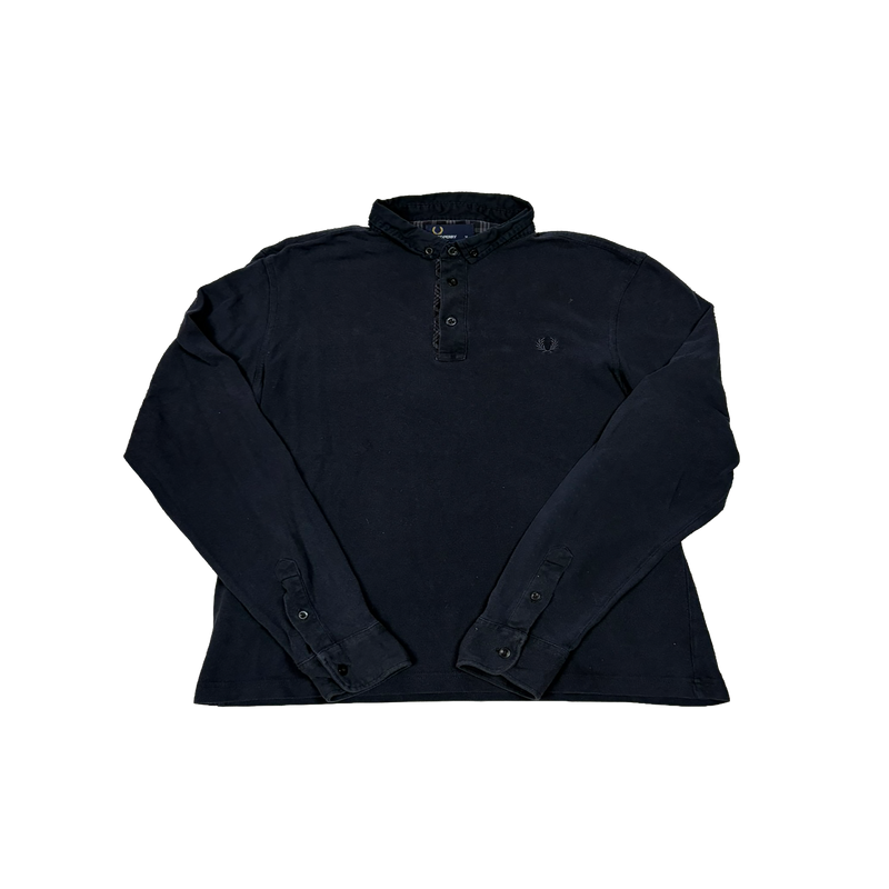 Fred Perry Langarm Poloshirt Dunkelblau – Slim Fit – Größe M